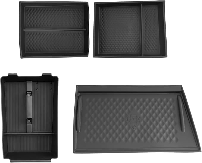 SXCY 3PCS for 2025 2026 Murano Center Console Organizer [Armrest Tray + Under Console Tray + Wireless Charging Mat] for Nissan Murano Accessories 2025 2026 Murano Accessories Console Organizer