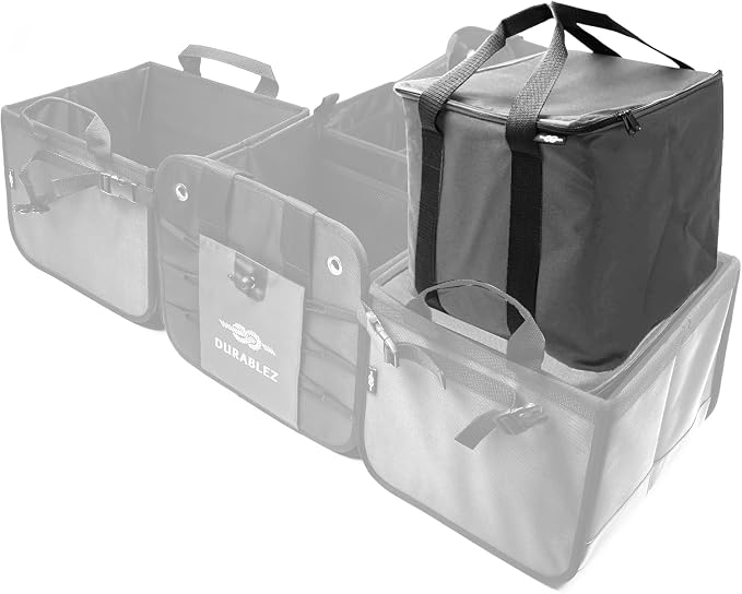Insulated Trunk Cooler Bag – Thermal Grocery Carrier, Leak-Resistant Food Storage for Car Travel, Fits Organizer Modules – Gray