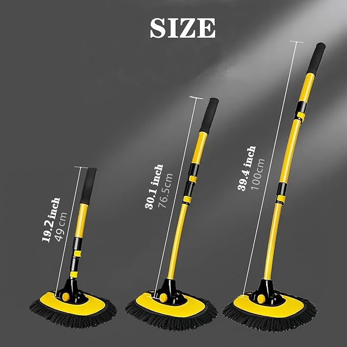 MVEQRRN Upgrade Car Wash Brush Mop with Long Handle,Chenille Microfiber Car Wash Brush Car Cleaning Brush Kit Car Wash Mop Supplies Car Washing Brush with Scratch-Free Replacement Head