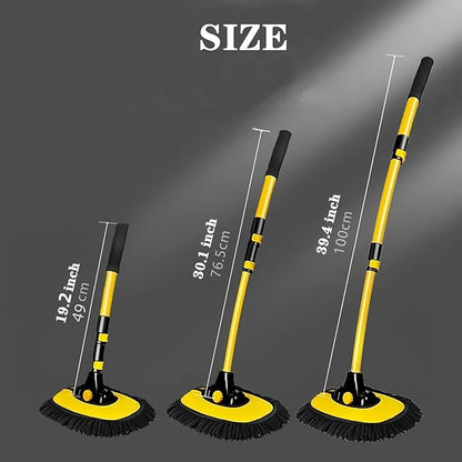MVEQRRN Upgrade Car Wash Brush Mop with Long Handle,Chenille Microfiber Car Wash Brush Car Cleaning Brush Kit Car Wash Mop Supplies Car Washing Brush with Scratch-Free Replacement Head