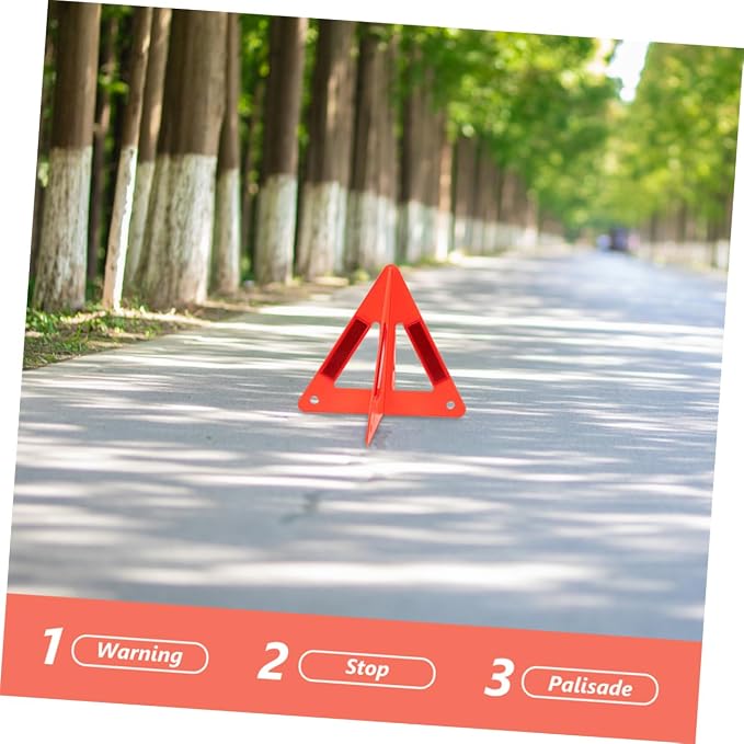 3pcs Foldable Emergency Safety Reflective Triangles for Vehicles High Visibility Roadside Warning Sign for Cars and Trucks Durable Design for Enhanced