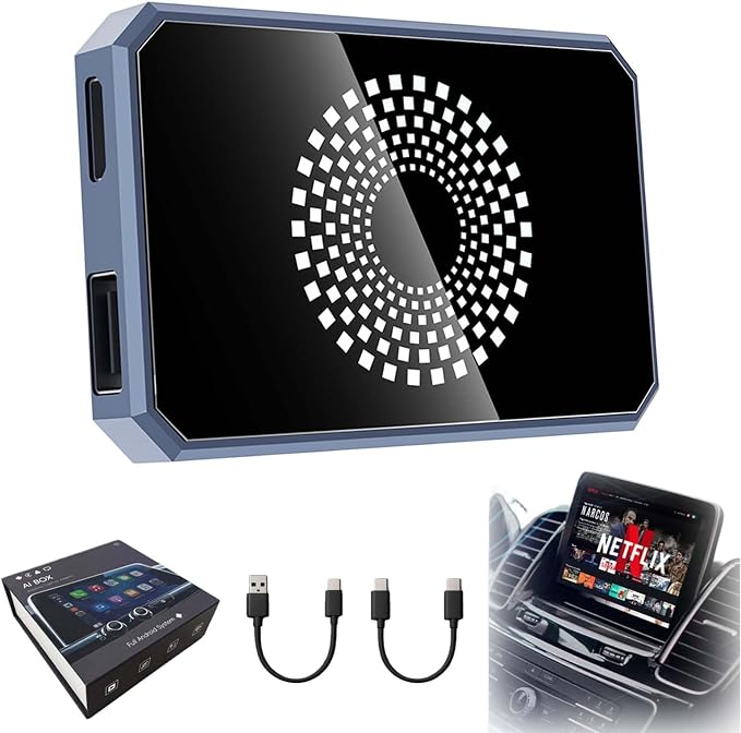 2026 New 3 in 1 Magic Box Carplay, Wireless CarPlay Adapter Magic Video Box with USB Drive, Wireless Carplays Adapter Netflix for Wired CarPlays & Android Auto Cars (Gray 2+16G)