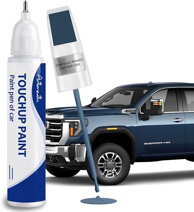 Downpour Metallic(GXP/WA136H) Touch Up Paint for GMC-Exact Match–Chips and Nicks Car Paint Scratch Repair Kit Automotive Paint Pen for Sierra 1500/2500 HD/Acadia/Canyon/Savana/Terrain