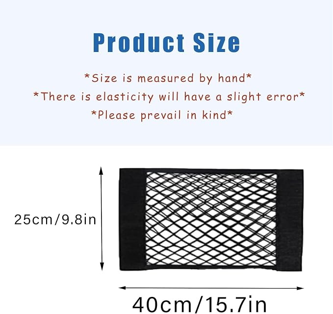 2PCS Universal Car Cargo Net with Adhesive Tape, 9.8×15.7in Trunk Storage Mesh Pocket Wall Mount Organizer Bag for Car RV SUV Boat Truck Camper Van Trailer (Black)