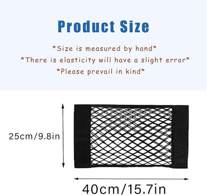 2PCS Universal Car Cargo Net with Adhesive Tape, 9.8×15.7in Trunk Storage Mesh Pocket Wall Mount Organizer Bag for Car RV SUV Boat Truck Camper Van Trailer (Black)