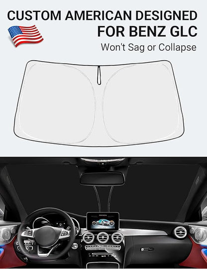 Proadsy 2026 Upgrade Front Windshield Sun Shade Foldable Sunshade Protector Custom Fit 2016-2022 GLC Class SUV & SUV Coupe GLC300 GLC350e 4Matic AMG GLC 63 Sport Accessories