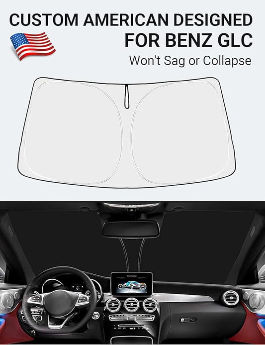 Proadsy 2026 Upgrade Front Windshield Sun Shade Foldable Sunshade Protector Custom Fit 2016-2022 GLC Class SUV & SUV Coupe GLC300 GLC350e 4Matic AMG GLC 63 Sport Accessories
