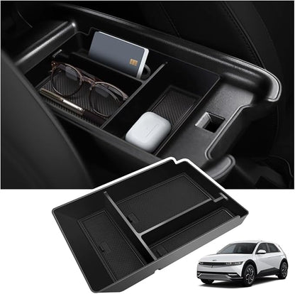 Upgrade Center Console Organizer for Hyundai Ioniq 5 2022-2025 2026 Ioniq 5 Storage Accessories with Non-Slip Liner Hyundai Ioniq 5 Center Console Organizer |Easy to Install||Keep Things Organized|