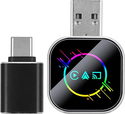 Ciieeo 3-in-1 Wireless Car Adapter with USB a to C Connector for Screen Mirroring Converts Wired to Wireless Compatible with Android Phone Connection for Navigation and Media Streaming