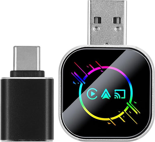 Ciieeo 3-in-1 Wireless Car Adapter with USB a to C Connector for Screen Mirroring Converts Wired to Wireless Compatible with Android Phone Connection for Navigation and Media Streaming