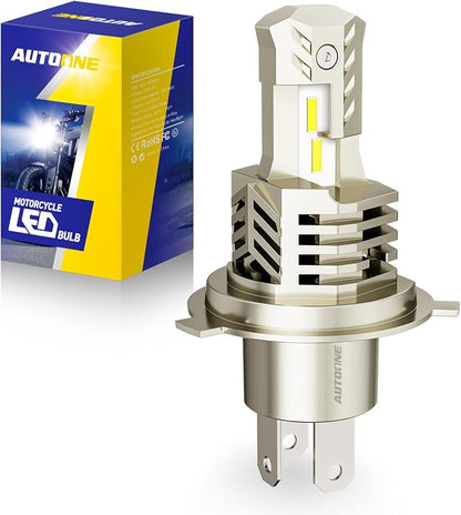 AUTOONE Latest 9003 H4 HB2 LED Bulbs Motorcycle Hi Lo and Fog Lights Halogen Replacement, Mini Size 400% Brighter Plug-n-Play, Pack of 1
