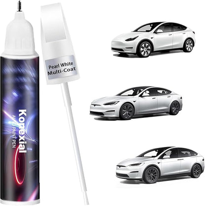 (Pearl White Multi-Coat PPSW) Car Touch up Paint Compatible with Tesla Model Y/3/X/S, Premium Car Scratch Remover for Deep Scratches, Car Paint Pen Scratch Repair Two-In-One Touch Up Paint