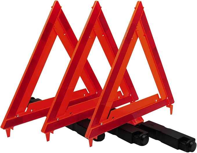 RoadPro RP9113PK 3 Pack Warning Triangle DOT Approved 17x17-Inch Reflective Warning Road Safety Triangle Kit-Orange