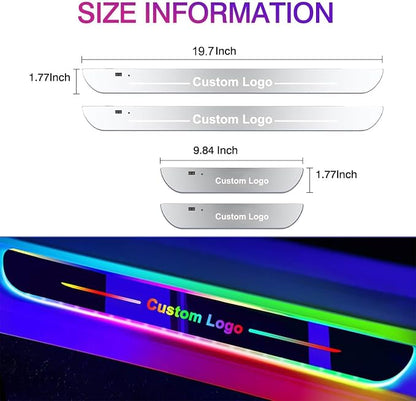 Car Door Sills Led Magnetic, Custom Logo Or Text Led Door Sills for Car, Compatible with Most Models, 7 Colors/28 Change Modes, Auto-Sensing, Welcome Courtesy Lights