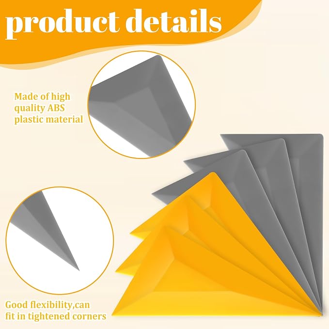 JJUNW 6Pcs Window Tint Squeegee, Triangle Contour Squeegees Windows Tint Tools Grey Yellow Corner Squeegee Vinyl Wrap Tool Kit for Car Wrapping Window Tinting Film Installation Application