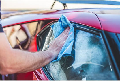 The Rag Company - Diamond Weave Glass & Window - Detailing Towels to Polish Mirrors & Chrome, Snakeskin Like Texture, Lint-Free, Streak-Free, 280gsm, 16in. x 16in, Blue (6-Pack)
