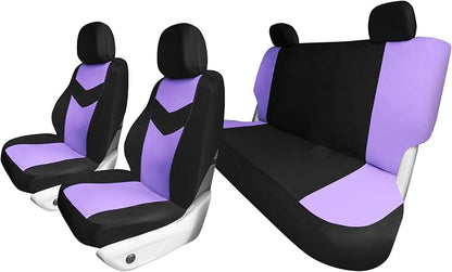 Universal Fit Chevron Flat Cloth Car Seat Covers Full Set - Purple