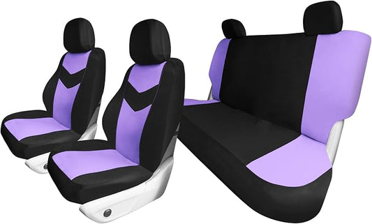Universal Fit Chevron Flat Cloth Car Seat Covers Full Set - Purple
