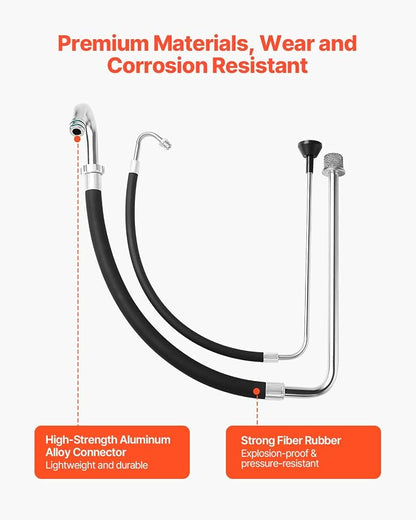 VEVOR Suction Hose Tube and Reflux Line Sets, Aluminum Alloy an Rubber Suction Hose and Reflux Line Set, Paint Sprayers Tool Part, Compatible with Multiple Airless Spraying/Line Painting Machine