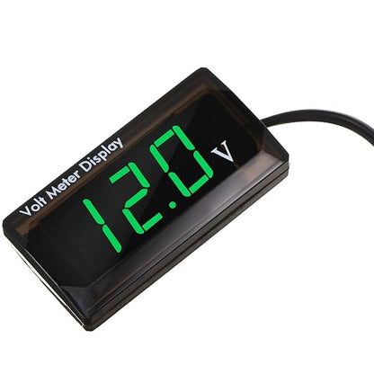 2 Pieces DC 4 to 28V Car Digital Voltmeter 12V Voltage Meter Car Audio Gauge LED Display 12V Waterproof Voltage Gauge Meter for Motorcycle(Green Light)