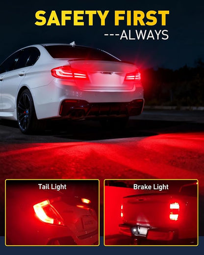AUXITO 3157 LED Bulbs Red, 3156 LED Tail Brake Light Bulb, 700% Brighter 3057 4157 4156 3457 4057 4114 LED Bulbs with Projector for Exterior Stop Reverse Turn Signal Brake Tail Maker Lights, Pack of 2