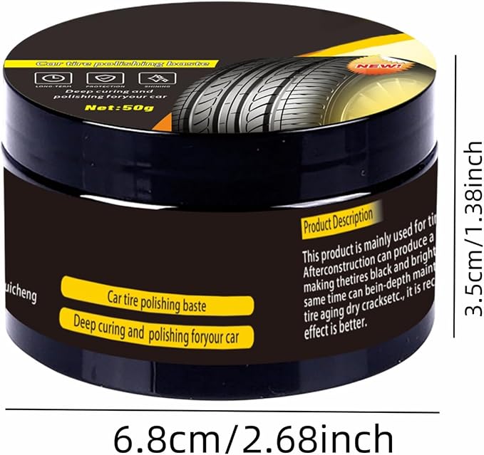 Polish Tire Wax | 50g Multi-functional Tire Cleaner With Sponge | Wheel Maintenance Paste Coating Refurbishment Cream For Marine RV Motorcycle Engine