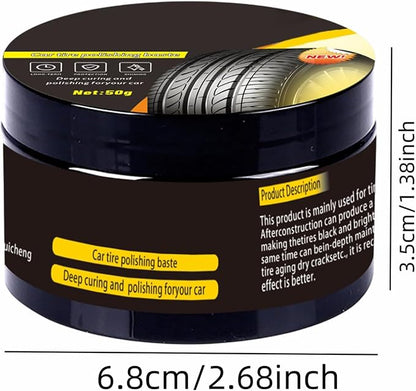 Polish Tire Wax | 50g Multi-functional Tire Cleaner With Sponge | Wheel Maintenance Paste Coating Refurbishment Cream For Marine RV Motorcycle Engine