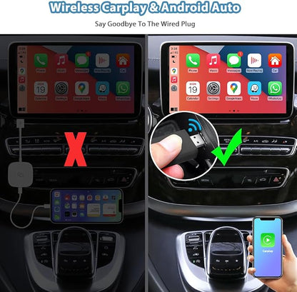 Sunweyer S28 Super Mini USB Wireless CarPlay & Android Auto Adapter Dongle, Convert Wired to Wireless, Compatible with Car from 2017, Support OTA Upgrade