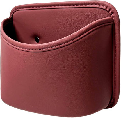 Car Trash Can, Clip On Garbage Organizer Multifunctional Car Door Hanging Container, Waterproof Leather Trash Bin Universal Interior Storage Box for Vehicle Home Office (Wine Red)