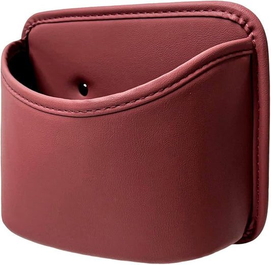 Car Trash Can, Clip On Garbage Organizer Multifunctional Car Door Hanging Container, Waterproof Leather Trash Bin Universal Interior Storage Box for Vehicle Home Office (Wine Red)