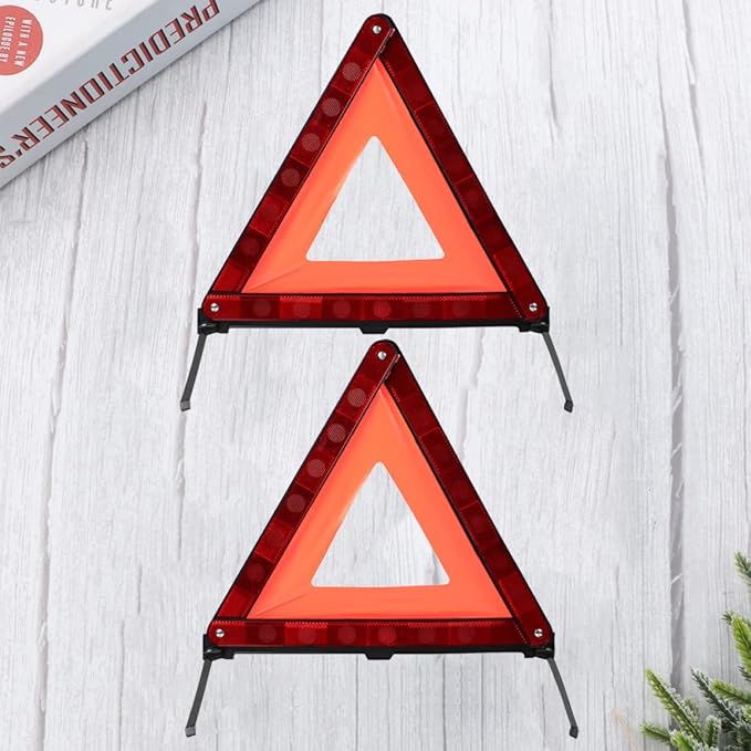 PartyKindom 2pcs Emergency Roadside Kit Warning Triangle Signs Car Emergency Road Safety Kit Quick Setup and Weighted Base