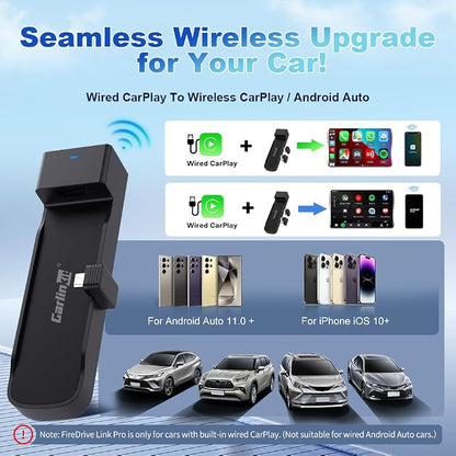 Carlinkit FireDrive Link Pro Car TV Converter, Wireless CarPlay Adapter with HDMI for Fire TV Stick Streaming, Convert Wired CarPlay to Wireless Android Auto & Apple CarPlay Dongle, Plug & Play