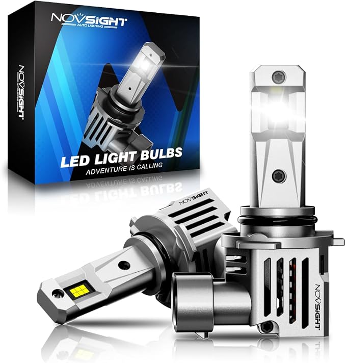 NOVSIGHT 9006 Fog Light Bulbs - 700% 30,000LM Brighter 6500K Cool White Light Bulbs, 1:1 Design with Cooling Fan, IP68 Waterproof,Plug and Play,Pack Of 2