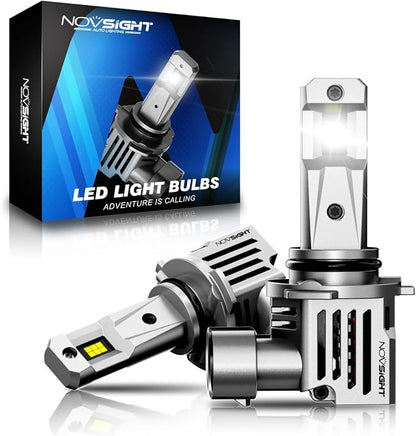 NOVSIGHT 9006 Fog Light Bulbs - 700% 30,000LM Brighter 6500K Cool White Light Bulbs, 1:1 Design with Cooling Fan, IP68 Waterproof,Plug and Play,Pack Of 2