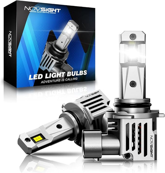 NOVSIGHT 9006 Fog Light Bulbs - 700% 30,000LM Brighter 6500K Cool White Light Bulbs, 1:1 Design with Cooling Fan, IP68 Waterproof,Plug and Play,Pack Of 2