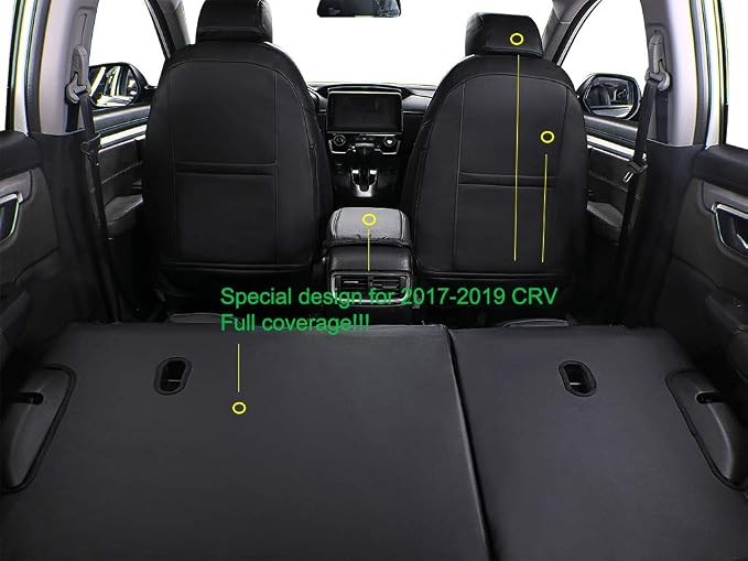 EKR CRV Car Seat Covers Custom Fit for Honda CRV 2012 2013 2014 LX,Leather Truck Seat Cover for SUV Full Set,Waterproof Car Seat Cushion, Faux Leather (Black)
