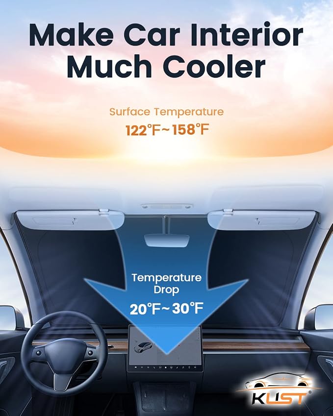 KUST Windshield Shade Custom Fit for Nissan Frontier 2022 2023 2024 2025 2026 Car Accessories Sun Shade Front Windshield Sun Visor Foldable Thicker 5-Layer Block Sun UV Rays