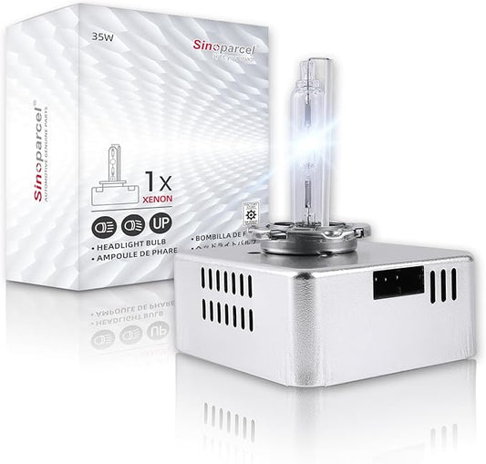 Sinoparcel D5S HID Headlight Bulb with Integrated Ballast - 6000K 35W Xenon Replacement High Low Beam Bulb - Pack of 1