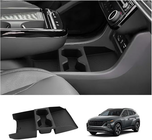 LUWU 2025 Tucson Lower Console Organizer for 2025 Hyundai Tucson Accessories Under Armrest Organizer Insert Tray w/Cup Holder Insert Organizer Drink Holder(NOT for Manual/Automatic Version)