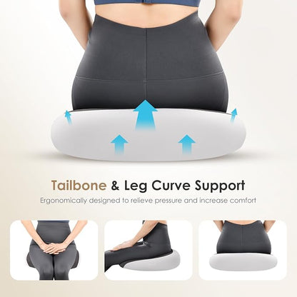 FLORICH Car Seat Cushion & Lumbar Support Pillow & Car Neck Pillow, Ergonomic Memory Foam Driving Seat Cushion for Back & Sciatica Pain Relief, Non-Slip Washable Cushion for Car, Driver, Office-Gray
