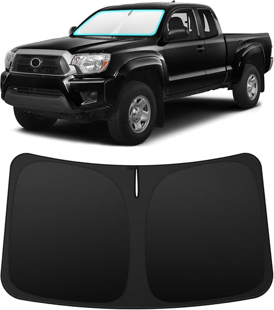 INSAUTO Custom Fit Windshield Sun Shade Accessories for Toyota Tacoma 2005-2015, Foldable Front Window Sunshade, UV & Heat Reflector, Keeps Interior Cool, Includes Storage Bag