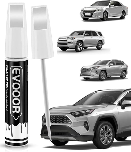 1D4 Pewter Metallic Touch Up Paint Compatible with Toyota Exact Match 2 in 1 Touch up Paint for Chips and Nicks Repair
