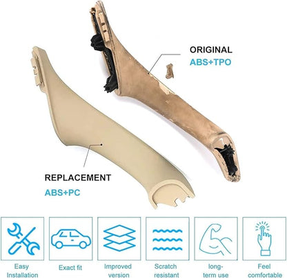 Door Handle Cover Kit for BMW 5 Series 520 523 525 528 530 535 F10/F11/F18 2010-2016, Driver & Passenger Side Window Switch Armrest Trim for Left-Hand Drive Models (Beige)