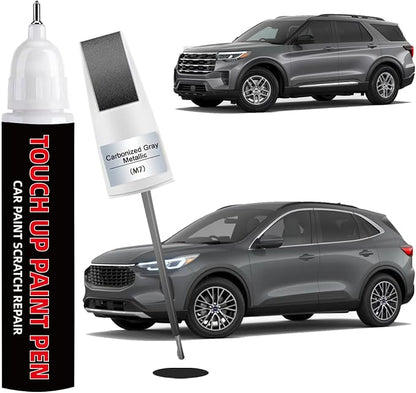 Carbonized Gray Metallic(N7) Car Touch Up Paint for Ford 2-in-1 Car Scratch Repair Pen with Fine Tip&Brush, DIY Color-Code Matched Auto Paint for Rock Chips Door Scratches Paint Nicks Bumper Marks