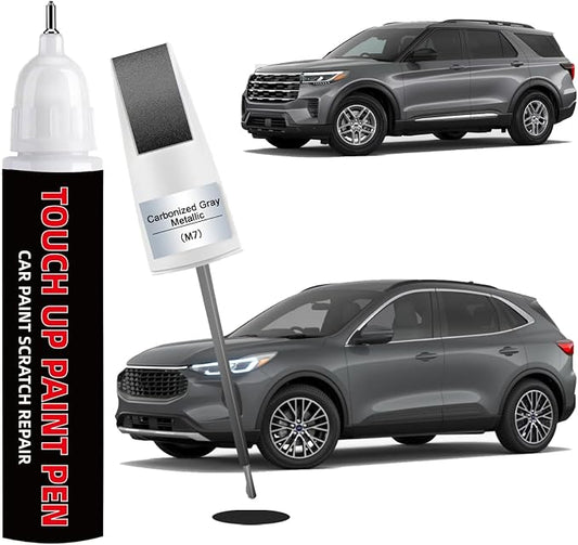Carbonized Gray Metallic(N7) Car Touch Up Paint for Ford 2-in-1 Car Scratch Repair Pen with Fine Tip&Brush, DIY Color-Code Matched Auto Paint for Rock Chips Door Scratches Paint Nicks Bumper Marks