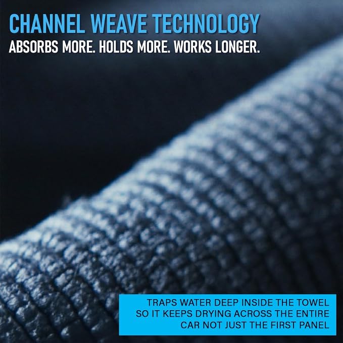 Rapid Dry Towels Original 2.0 Microfiber Car Drying Towel | 150 x 75cm | Extra Large Channel Weave Drying Cloth | Ultra Absorbent, Scratch-Free, Auto Detailing Towel for Cars SUVs Trucks & Boats