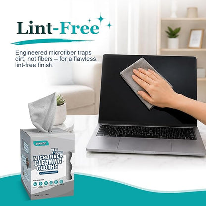 UNIMADE Microfiber Cleaning Cloth, 75 Sheets Microfiber Towels for Cars Commercial Grade Washcloths Lint-Free Bulk Shop Towel Cleaning Rags for Household Restaurant Garage Housekeeping, 11"x 9", Grey