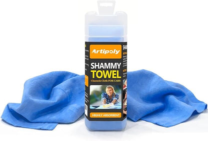 ARTIPOLY Premium Shammy Cloth for Car Drying (34”x25”)-Super Absorbent Chamois Towel for Car-Reusable Shammy Towel for Car, Bathroom,Pets, Dust Remove, No Spots/Streak/Scratch, Blue