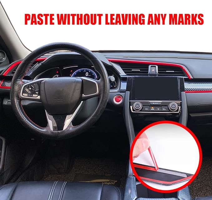 TKREENO Fit for Honda 10th Gen Civic 2016 2017 2018 2019 2020 2021 Accessories Carbon Fiber Color Car Interior Center Console Dashboard Stripe Panel Cover Air Vent Frame Trims Sticker