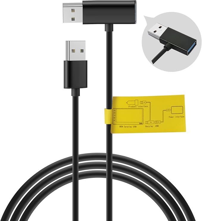 Flgocexs USB Splitter USB Power Data Adapter Y-Cable Black for Android Auto Wireless Carplay Adapter Cable carplay